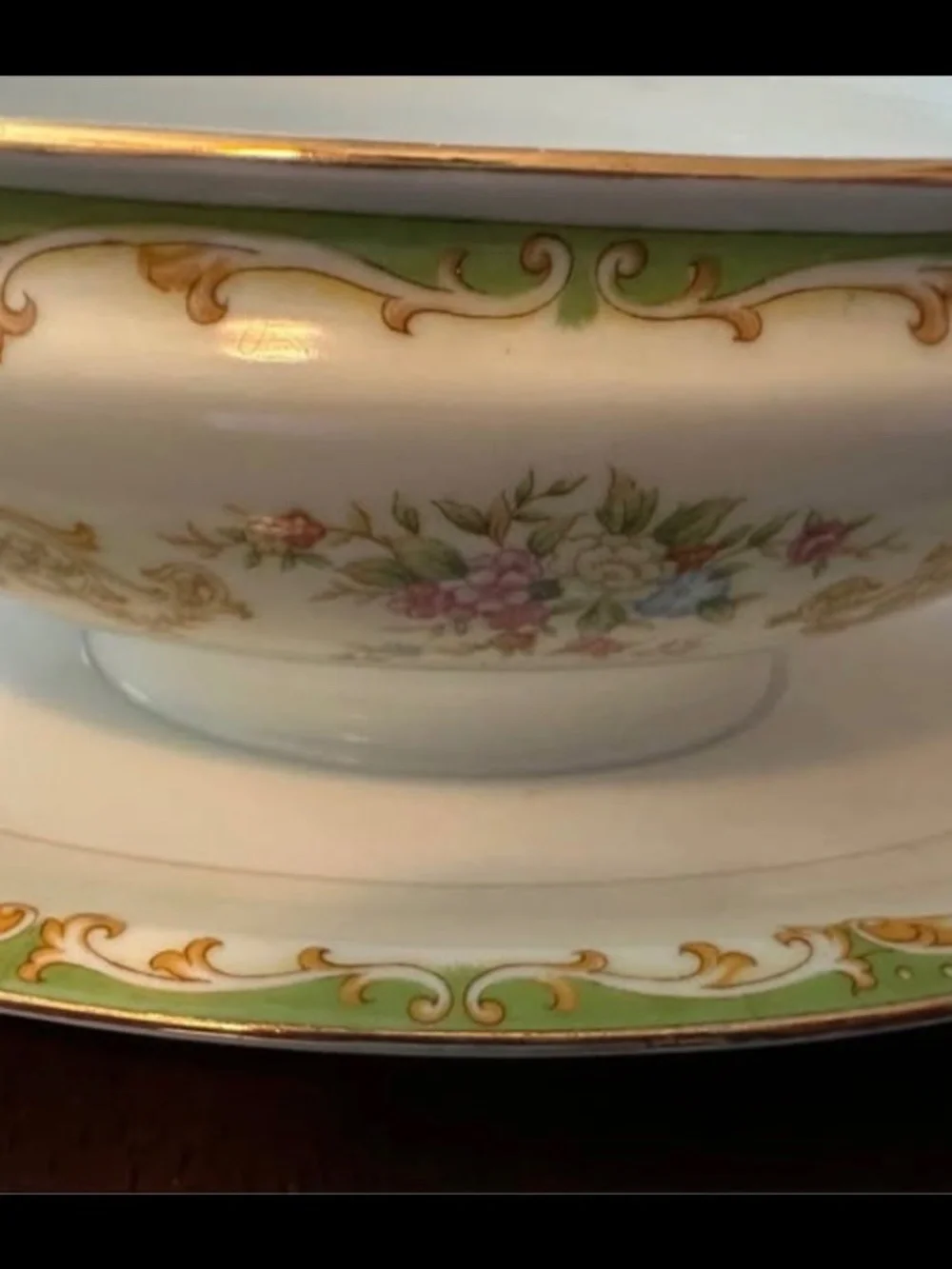 Noritake Vintage Gravy Boat With Attached Plate